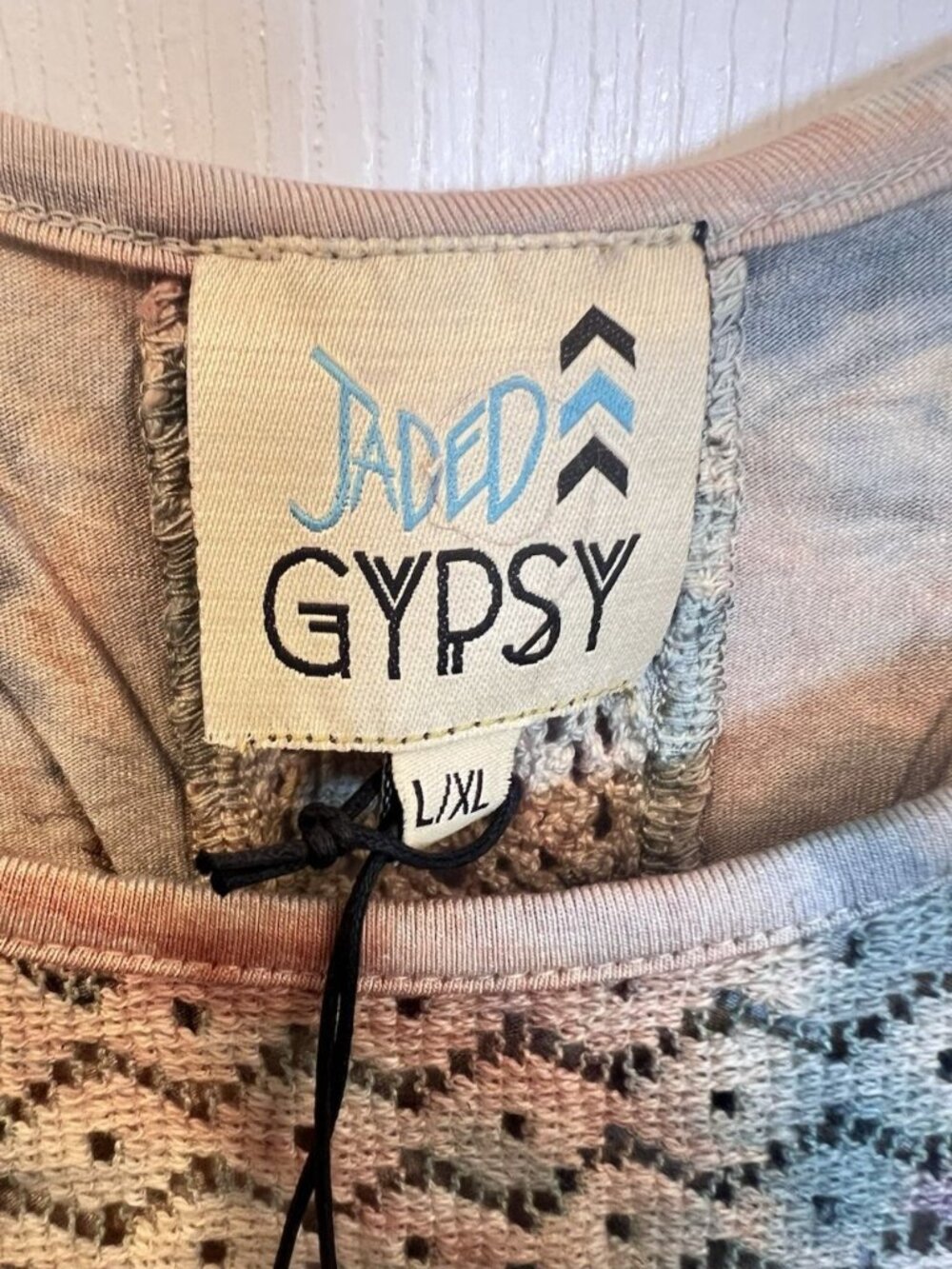 Jaded Gypsy Tie-Dye Yoke Lace Tank Top L/XL Boho Indie Purple Brown - Picture 6 of 10